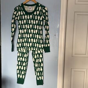 Hanna Anderson Winter Green Tree Matching Holiday Pajama Set